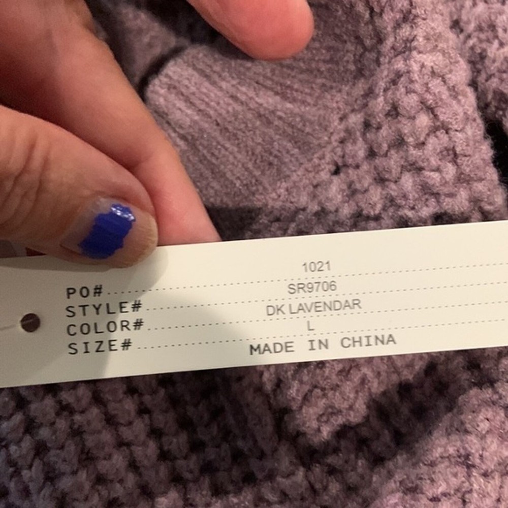 Sweet Romeo large waffle knit crew neck dark lavender sweater NWT - Picture 9 of 9